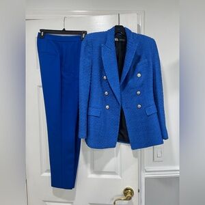 Zara Royal Blue Textured Blazer and Pants Set
